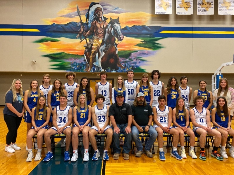 Girls and boys basketball teams and Iron Horse Plumbing.